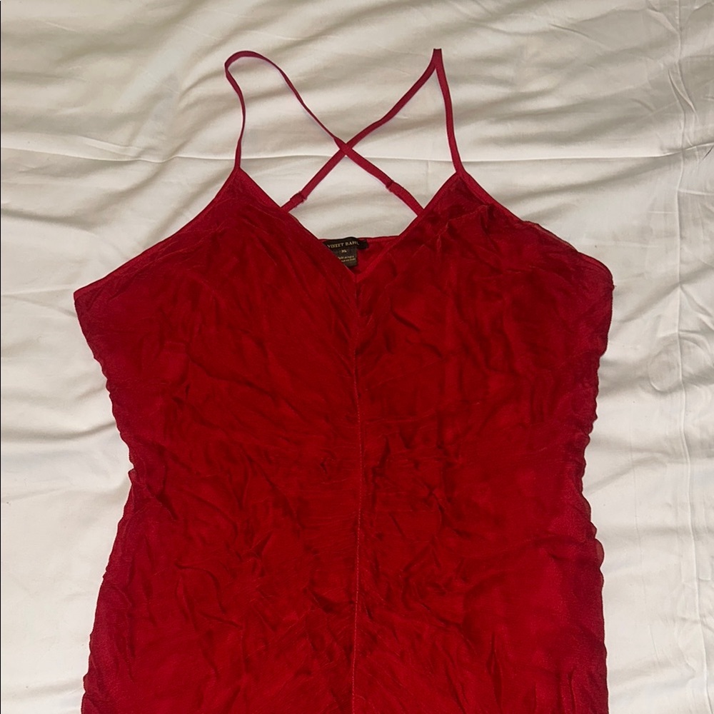 Red Fringe Halter Dress